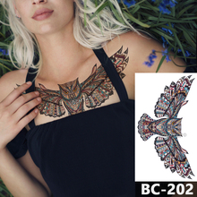 1 Sheet Chest Body Tattoo Temporary Waterproof Jewelry Bohemian colored owl Pattern Decal Waist Art Tattoo Sticker for Women 2024 - buy cheap