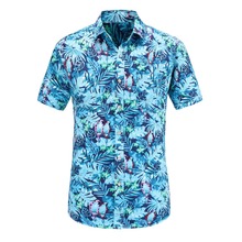 Dioufond Short Sleeve Men Shirt Hawaiian Casual Shirt Male Fit Summer Pattern Shirt Flamingos Cotton Mens Dress Shirts Plus size 2024 - buy cheap