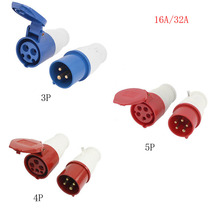 220-240V AC 16A/32A IP44 3P/4P/5P IEC309-2 Round Pin Industrial Plug Socket Red/Blue 1SET 2024 - buy cheap
