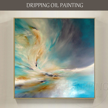 Artist Hand-painted High Quality Twisted Abstract Sky Oil Painting on Canvas Abstract Turquoise Sky Oil Painting for Living Room 2024 - buy cheap