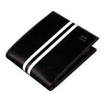 New Fashion Striped Men's leather wallets purse for man short designer male id credit card holders Black Coffee 2024 - buy cheap