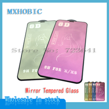 Película de vidro para tela de iphone, espelho 8d, vidro temperado para iphone 8 7 6 6s plus x xr xs max 9h, 5 peças
