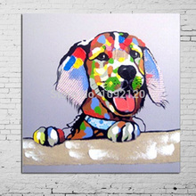 Pintura de animal feita à mão, venda quente, cão colorido, sala de estar, decoração para casa, pinturas a óleo, imagem para decoração de casa 2024 - compre barato
