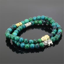 2pcs New beaded animal elephant girl charm bracelet natural 6mm round Phoenix green stone beads women bracelet as lucky gift 2024 - buy cheap