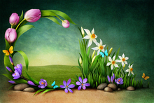 5x7ft Иллюзия зеленая трава фон цветы artfabric Фон фотографии d-9536 2024 - купить недорого