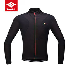 Santic Мужские дышащие Трикотажные изделия для велоспорта, зимняя флисовая термальная куртка MTB для дорожного велосипеда, ветрозащитная теплая быстросохнущая велосипедная одежда 2024 - купить недорого