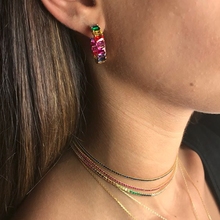 Hot Selling New Rainbow Hoops Earrings Shinning Colorful Cubic Zirconia Earring For Women Girls Fashion Ear Brincos Jewelry 2024 - buy cheap