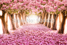 5X7ft Art fabric backdrop photography background pink tree flower scenery backdrop D-1647 2024 - buy cheap