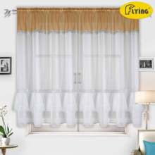 Flying Tulle Curtain For Bay Window Perspective Voile Living room Curtains Geometric Printed Solid Sheer 2024 - buy cheap