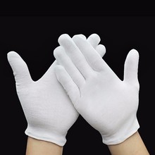Thinktheddo-guantes de trabajo ligeros de algodón, mezcla de algodón grueso/Delgado, blanco, 12 par/lote 2024 - compra barato