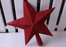 Brand new Festive glitter shiny star shaped christmas tree ornament XMAS desorration tooper top 25CM 4color Party event Supplies 2024 - buy cheap