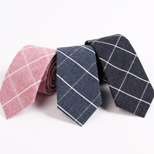 Розовый клетчатый хлопковый галстук RBOCOTT 6,5 см, тонкий мужской модный галстук, повседневный черный тонкий галстук для свадьбы, делового костюма 2024 - купить недорого