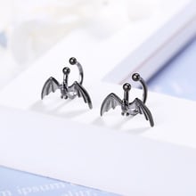 Pendientes con diseño de murciélago Genius para mujer, trepadores de Plata de Ley 925, joyería para pareja, pendientes para amante 2024 - compra barato