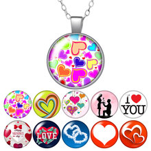 New Fashion Hearts Love Valentine's Day Photo Pendant Necklace 25mm Glass Cabochon Women Girl Jewelry Birthday Gift 50cm 2024 - buy cheap
