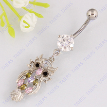 Owl belly button ring fashion lady body jewelry Retail navel ring 14G 316L surgical steel bar Nickel-free TAIERS 2024 - buy cheap