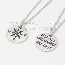 2015 New Inspirational Compass Necklace "Not All Who Wander Are Lost "Pendant  silver Pendant Necklaces Wholesale Jewelry ! 2024 - buy cheap