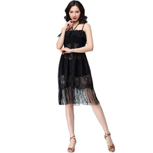 Black. Latin Dance Dress Ballroom Latin Dance Wear Dresses For Women Off Shoulder Sexy Tassel Fringe Dress Salsa Costume 2024 - buy cheap
