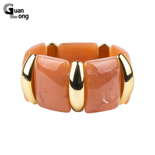 Guanlong-brazaletes dorados de resina acrílica para mujer, pulsera geométrica cuadrada, joyería elástica para fiesta 2024 - compra barato