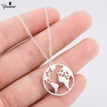 yiustar Women Choker Globe World Map Pendant Necklace Stainless Steel Long Hollow Necklace Christmas Gifts collares 2024 - buy cheap
