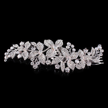 Fashion Wedding Women Bridal Jewelry Accessories Clear Rhinestone Crystals Flower Long Hair Comb For Bride 18*6.5cm 2024 - buy cheap