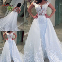Custom Made Mermaid Detachable Skirt Tulle Lace Flowers Romantic Sexy Wedding Dresses 2021 New Wedding Gown NY59 2024 - buy cheap
