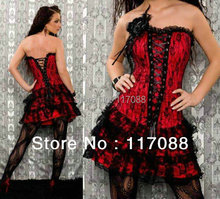 Falda Sexy de corsé con g-string, corsé con estampado de encaje rojo y negro ML4044 (S/M/L/XL), envío gratis 2024 - compra barato