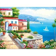 Full Square/Round DIY Diamond Embroidery Seaside town 5D Diamond Painting Rhinestone Mosaic Decor HYY 2024 - buy cheap