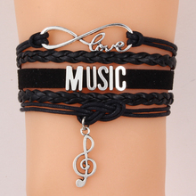 Infinity Love MUSIC Bracelet & Bangles Charm Note Handmade Leather Wrap Bracelet-Custom Singer Fans Jewelry Gift Drop shipping 2024 - buy cheap