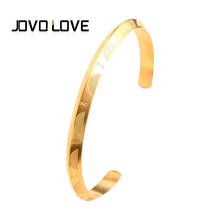 JOVO New 4 Colors Carved Stainless Steel Open Cuff Bracelet Bangle for Women Men Gold Color Unique Carved Pattern Christmas Gift 2024 - buy cheap