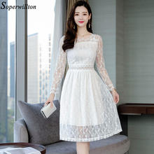 Женское кружевное платье, белое, повседневное, черное, с длинным рукавом 2024 - купить недорого