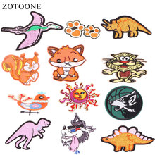 ZOTOONE Dinosaur Patches Squirrel Stickers Diy Iron on Clothes Heat Transfer Applique Embroidered Applications Cloth Fabric G 2024 - buy cheap