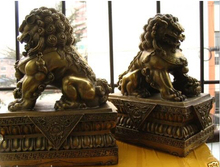 SCY Large A Pair Bronze Chinese Lion Foo Dog Statue Figure Sculpture Height 20CM 2024 - buy cheap