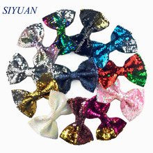 15pcs/lot 5 inch Reversible Shiny Metallic Sequin Bow with Hair Clip Girl Women Chic Headwear HDJ138 2024 - buy cheap