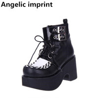 Angelic imprint mori-zapatos de moto punk para mujer, botines de tacón alto, lolita, vestido de princesa, 9cm, 33-47 2024 - compra barato