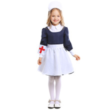 Girls White Blue Nurse Costumes Cosplay With Appron For Children Halloween Game Party Stage Role Cosplay 2024 - buy cheap