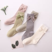 Милые детские хлопковые носки для девочек, носки принцессы с бантиками, гольфы для маленьких девочек Мягкие Носки ярких цветов для новорожденных 2024 - купить недорого