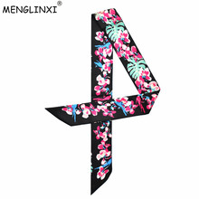 New Design Small Scarf Tropical Rain Forest Leaves Print Luxury Brand Women Silk Scarf Handle Bag Ribbons Headband Long Scarves 2024 - buy cheap