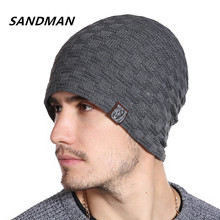 Sandman chapéu de inverno de alta qualidade, gorro quente de pele, chapéu baggy skullies de malha para homens e mulheres, bonés de esportes de ski 2024 - compre barato