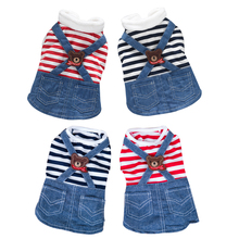 Summer Winter Clothes For Dogs Bear Stripe Dress For Chihuahua Classic Cute Cat Denim Skirt XS XL Red Blue Pet Outfit Drop Ship 2024 - buy cheap