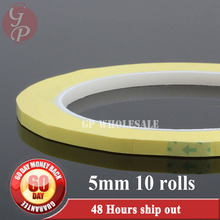 10x 66Meters/roll, 5mm width Wide Adhesive Insulation Mylar Tape for Transformer, Motor, Capacitor, Coil Wrap, Anti-Flame Yellow 2024 - buy cheap
