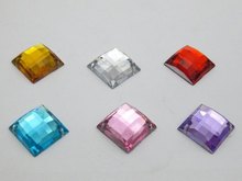 100 Mixed Colour Flatback Acrylic Square Rhinestone Button 16mm Sew on bead 2024 - buy cheap