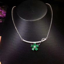 Natural emerald necklace 925 pure silver emerald necklace flower shape Wedding and banquet gifts Posting 2024 - buy cheap