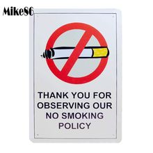 [ Mike86 ] No Smoking Tin sign Art  wall decor House Restaurant  Bar Iron Metal Paintings B-188 Mix order 20*30 CM 2024 - buy cheap