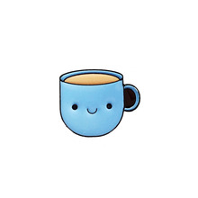 Broche de esmalte de Metal para taza de café con sonrisa azul, insignia de taza de moda, Pin, mochila de disfraz, accesorios de joyería 2024 - compra barato