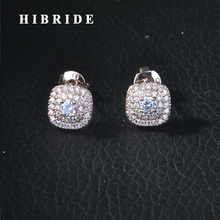 HIBRIDE-pendientes de circonia cúbica transparente para mujer, aretes con diseño de hojas y flores, color oro rosa, E-238 fiesta 2024 - compra barato