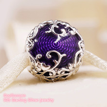Original 100% 925 Sterling Silver Regal Beauty Charm, Purple Enamel beads Fit Pandora Charms Bracelet Jewelry Making Autumn 2024 - buy cheap