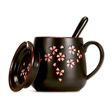 Ceramics Mug Cherry Blossoms Petal Matt Dull Polish Cover Spoon Set Teacup Coffee Milk Tea Cup Copo Exquisite Drinkware Gift Box 2024 - buy cheap