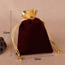 50pcs/lot 12x16 cm Gold Opening Blue/Black/Red Velvet Bags Christmas Packaging Bag With Bell Drawstring Gift Pouch 2024 - buy cheap