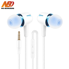 NO-BORDERS Wired Earbuds Earphone Luminous Earpieces Volume Adjustment Head phone In-Ear Stereo Sport Headset With Microphone 2024 - buy cheap