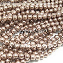 Accesorio de perlas de vidrio barato envío gratis, cuentas sueltas de imitación marrón claro (85 cm/hebra) 2024 - compra barato